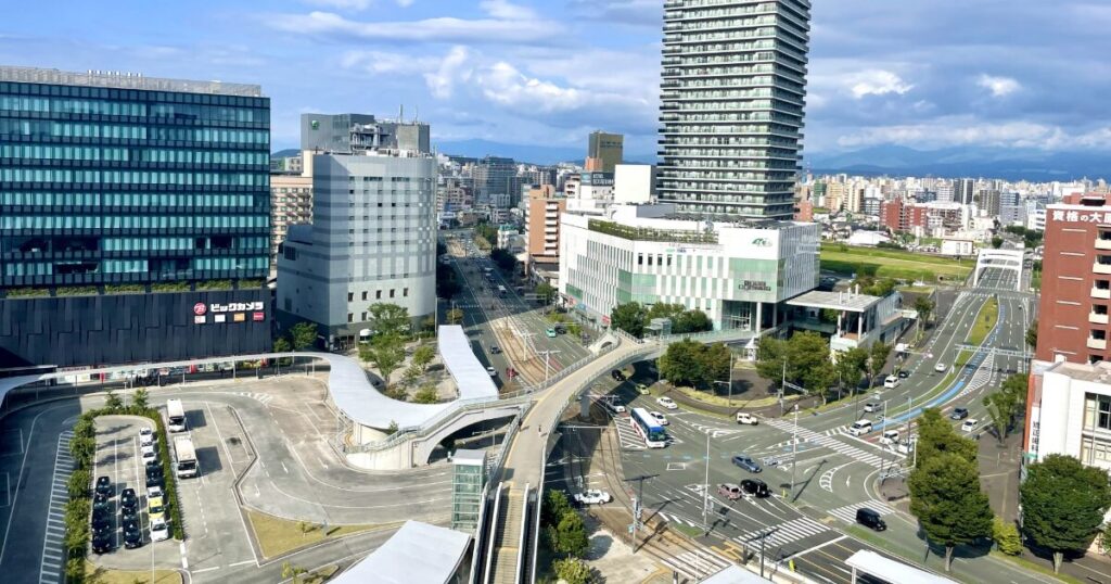 熊本駅周辺に広がる再開発エリアの街並み